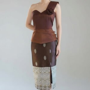 Elegant One-Shoulder Traditional-Inspired Dress Set